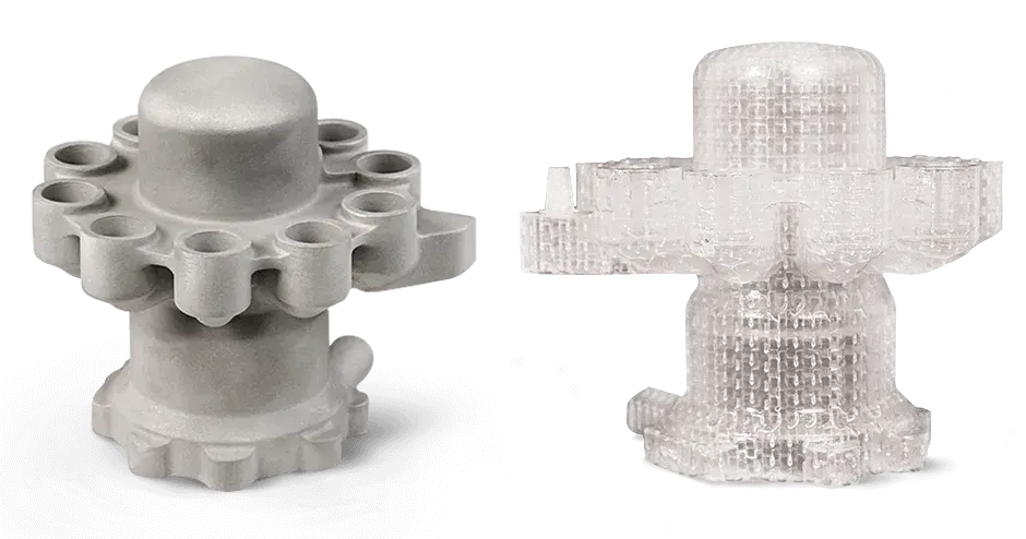 Gussmodell und Gussteil in SLA-3D-Druck