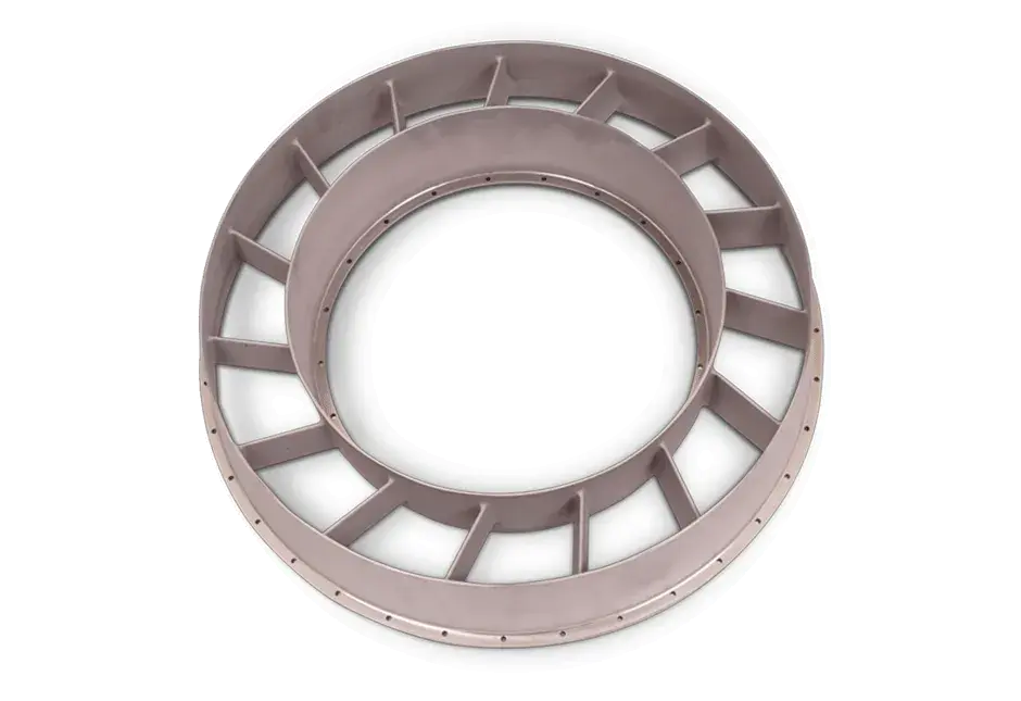 „Mini-Turbinen-Heckflügel (Turbine Rear Vane/TRV), auf DMP Factory 500 in einem Stück aus dem Werkstoff LaserForm®Ni718 (A) hergestellt. “