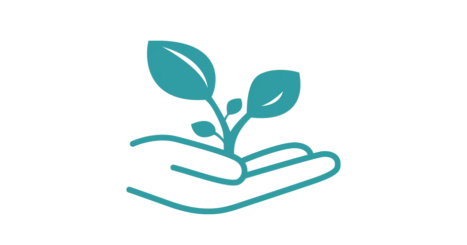 eine Grafik einer Hand, die einen kleinen Baum hält