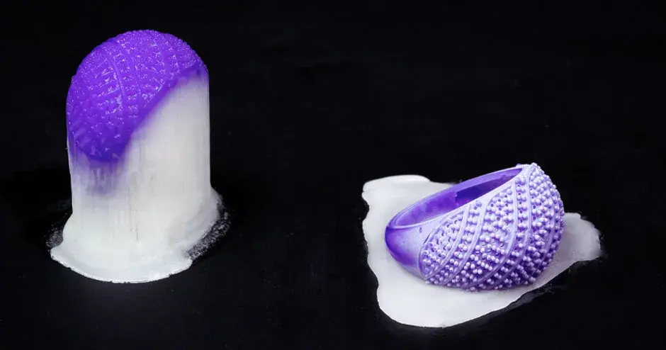 illustration von auflösbarem und schmelzbarem stützmaterial für schmuckformen