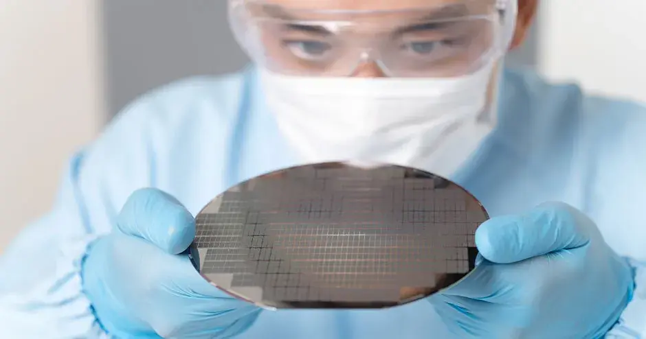 Mitarbeiter in Schutzbekleidung mit 3D-gedrucktem Teil