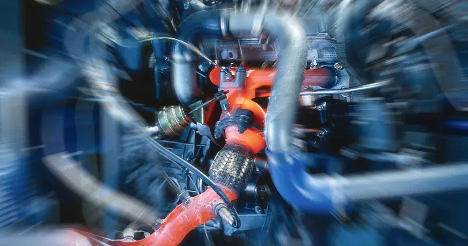 Kfz-Motor mit aufgewerteter Abgasanlage