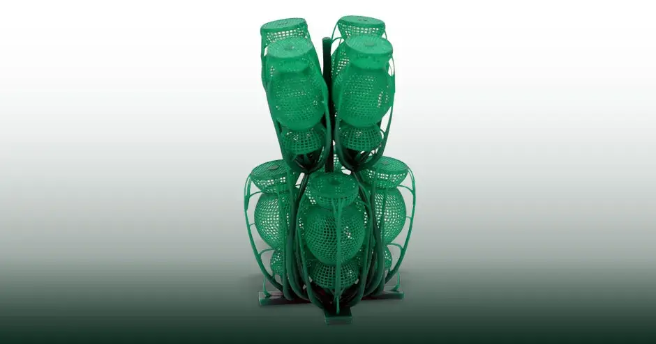 in grün gegossene wachsmodelle auf einem wachsbaum