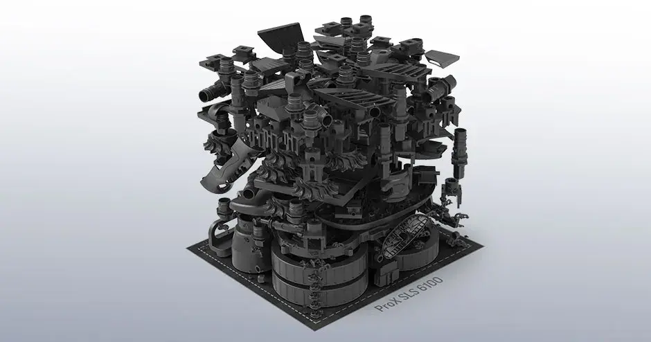 Eine Fülle von 3D-gedruckten Teilen auf einem Tablett