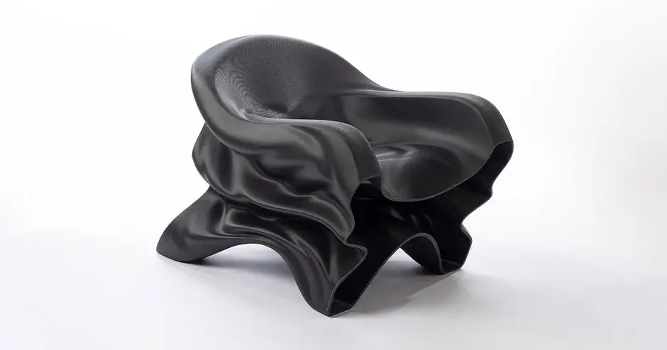 Steam Lounge Chair, entworfen von Slicelab und 3D-gedruckt mit PETG-Pellets auf dem Pellet-3D-Drucker EXT 1270 Titan.
