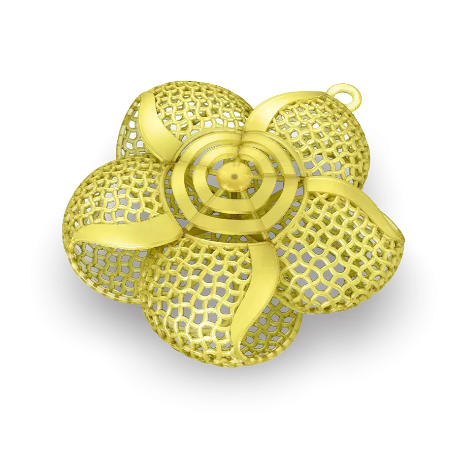 A jewelry flower cast made from VisiJet M2P-CST Crystal material