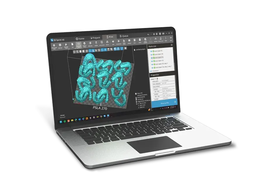 ein Laptop mit 3D Sprint Software