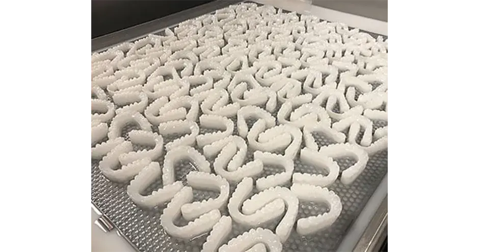 Ein Tablett mit 3D-gedruckten Zahnformen